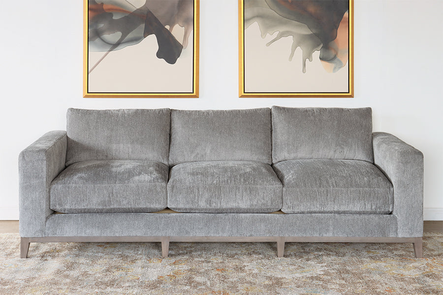 Modern Grey Chenille Sofa w/ Tapered Leg
