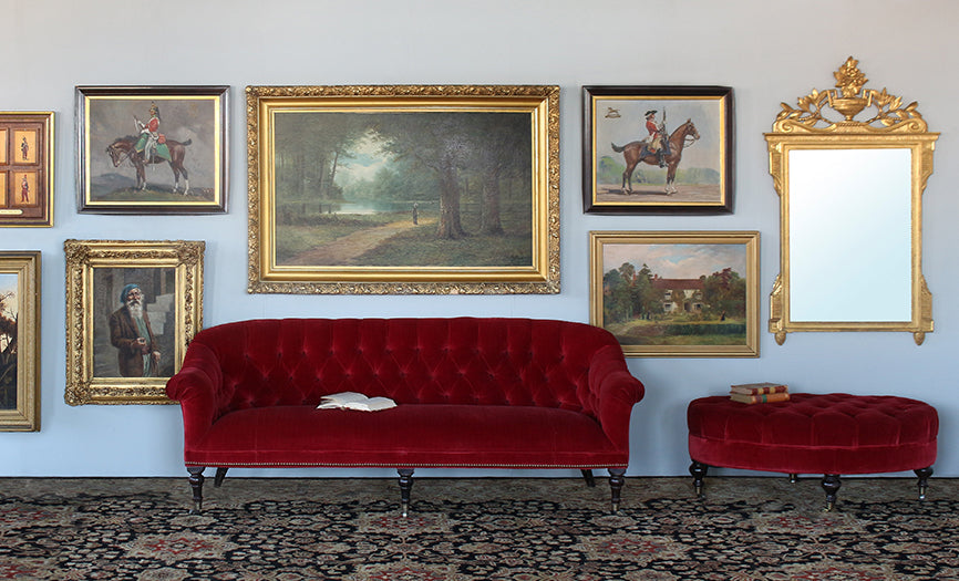 Ruby Red Tufted Velvet Ottoman