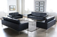 SF98 Black Leather Buton Tufted Knoll Style Sofa 