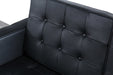 SF98 Black Leather Buton Tufted Knoll Style Sofa 