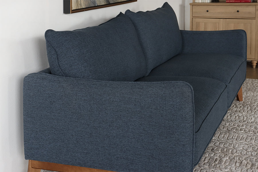 Modern Navy Sofa w/ Wooden Base