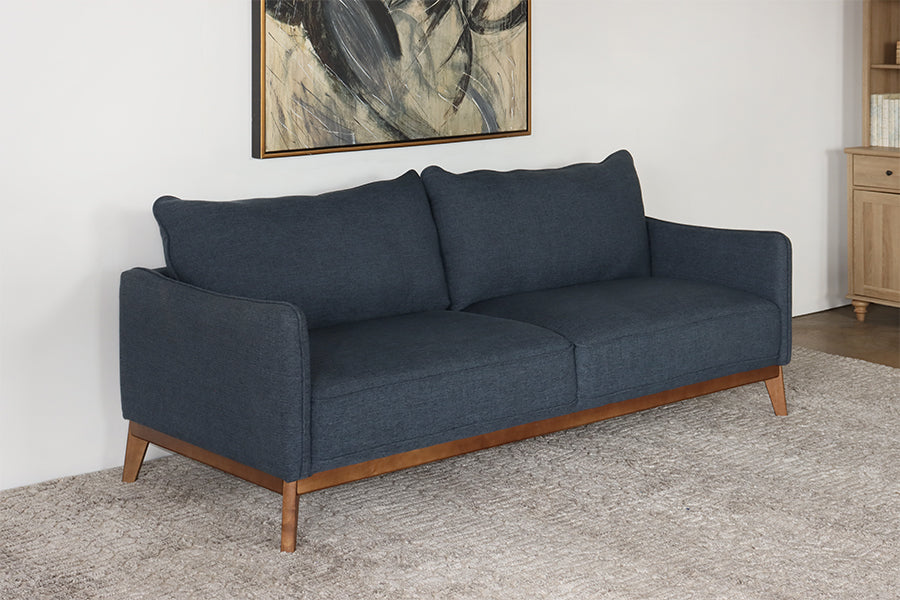 Modern Navy Sofa w/ Wooden Base