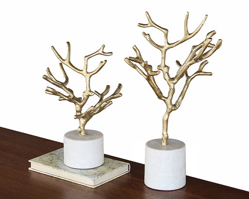 SFIG152 Set of 2 Tree Figurines on Marble Base