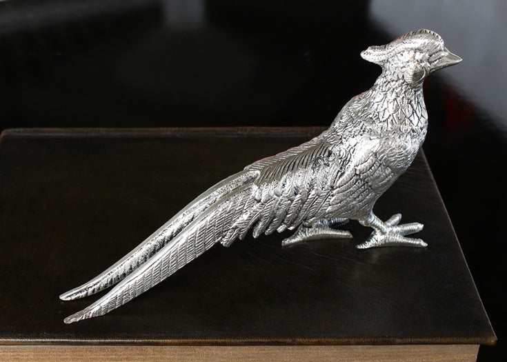 SFIG39 Pair of Nickel Plated Pheasants 