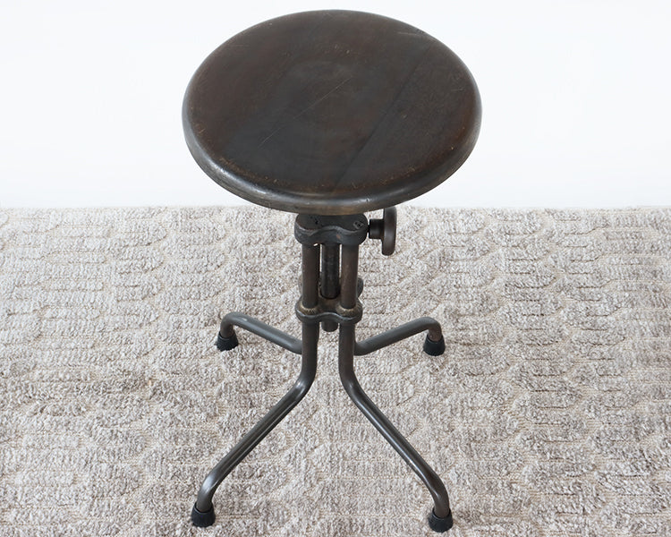 Sapele Hardwood And Steel Adjustable Drafting Stool