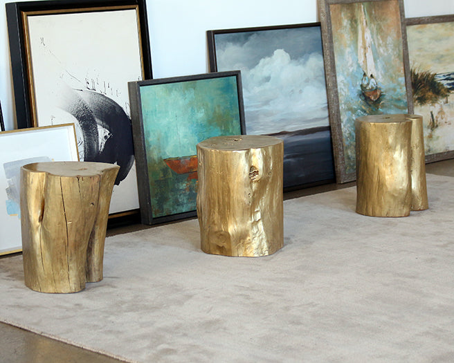 ST96 Gold Tree Stump Stool