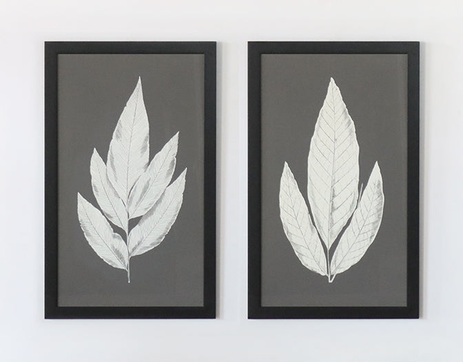 Charcoal Leaves 1 (Set of 2) 15.5W x 25.5H