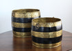SURN12 - Set of 2 Antique Brass and Black Moroccan Planters 