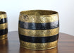 SURN12 - Set of 2 Antique Brass and Black Moroccan Planters 