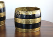 SURN12 - Set of 2 Antique Brass and Black Moroccan Planters 