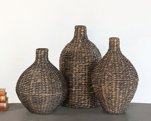 SVS106 - Set Of 3 Brown Seagrass Vases