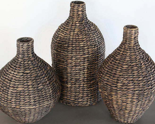 SVS106 - Set Of 3 Brown Seagrass Vases