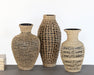SVS107 - Set Of 3 Black Vases WWoven Seagrass