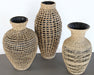 SVS107 - Set Of 3 Black Vases WWoven Seagrass