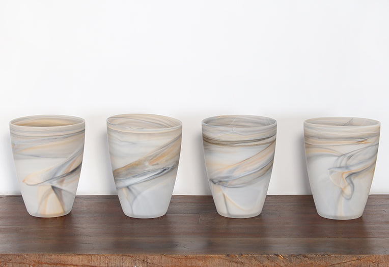 SVS108 - Set Of 4 Matte Alabaster Swirl Vases 