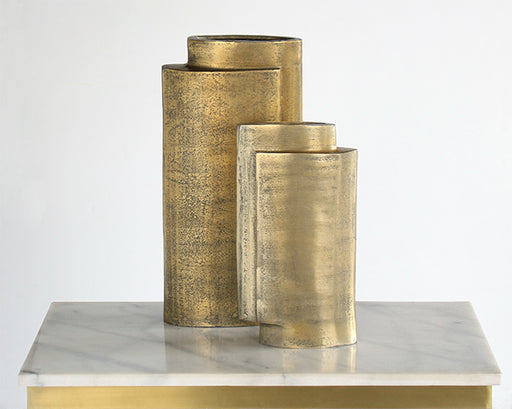 SVS113 Set of 2 Brass Tiered Vases
