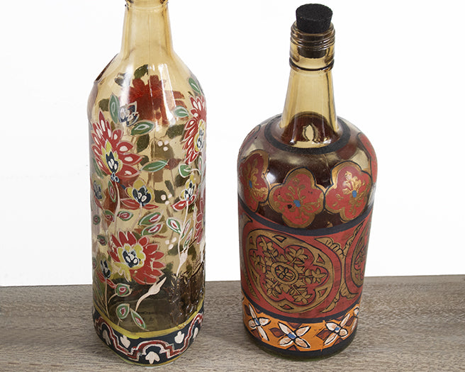 SVS119 - Set of 2 Reclaimed Hand-Painted Bottles
