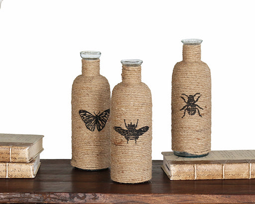 SVS121 Set of 3 Jute Decorative Bottles