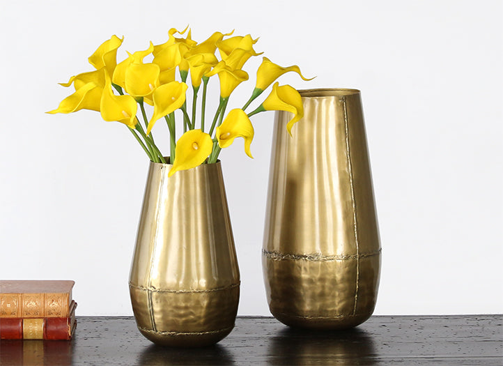 Set Of Two Antique Brass Vases
