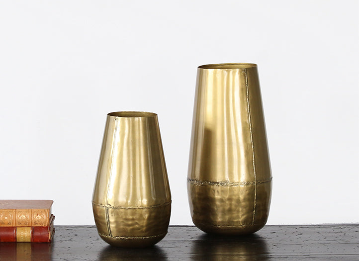 Set Of Two Antique Brass Vases