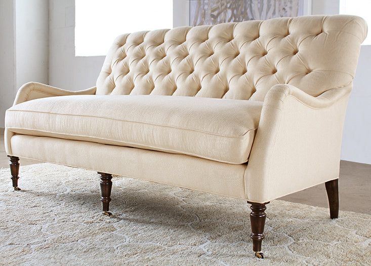 Tightback Tufted Sofa in Linato Cream