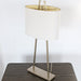 TL156 - Satin Silver Lamp with Oval White Shade