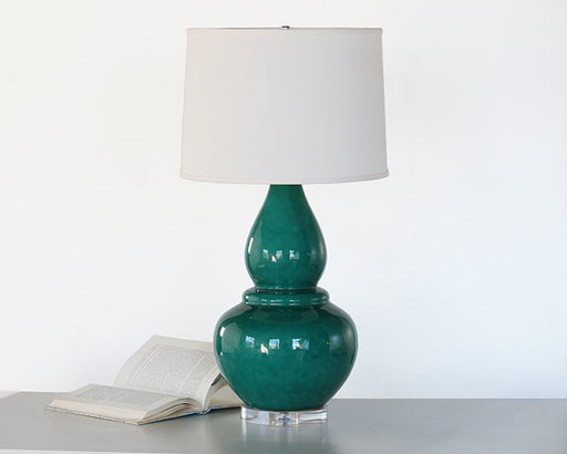 Teal Crackle Ceramic Lamp