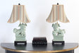Pair of Celedon Foo Dog Table Lamps 