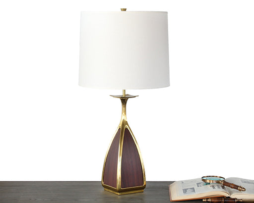 TL384 Danish Modern Brass and Wood Table Lamp