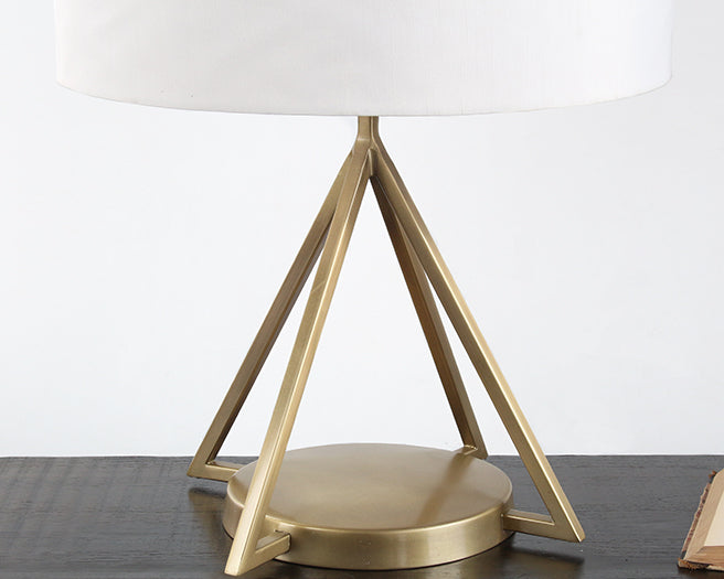 Open Pyramid Table Lamp In Brass Finished Steel