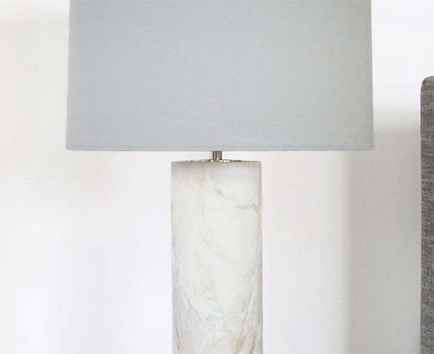 Ivory Marble Column Table Lamp