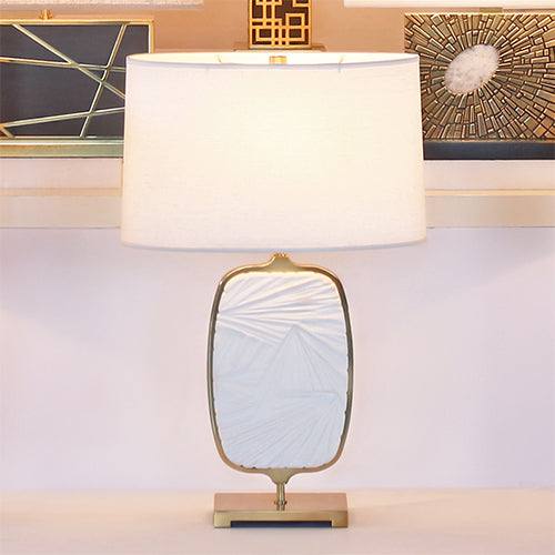 Flat Lily Medallion Lamp With Brass Edge