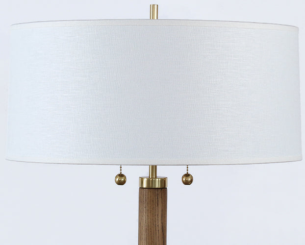 Brass And Walnut Column Table Lamp