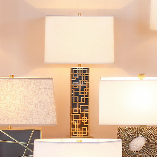 Black Lacquer And Brass Fretwork Table Lamp