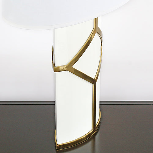 White Lacquer And Brass Detail Table Lamp