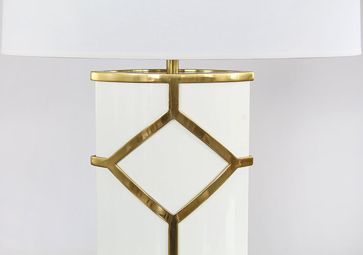 White Lacquer And Brass Detail Table Lamp