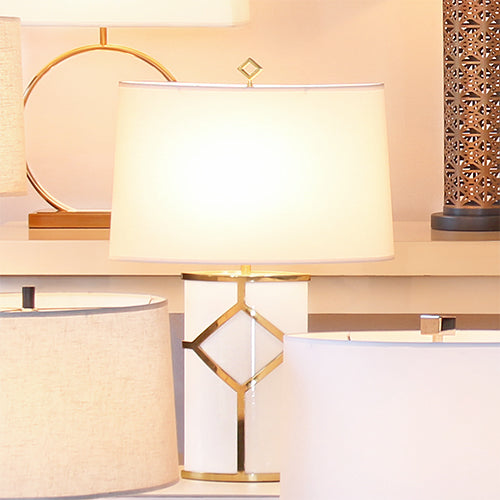 White Lacquer And Brass Detail Table Lamp