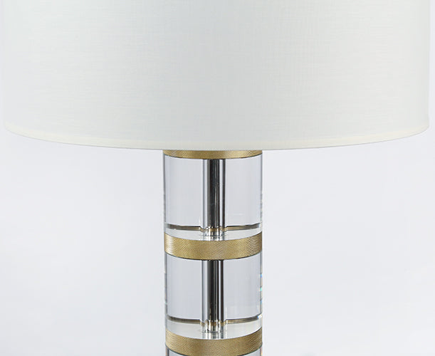 Crystal And Brass Column Table Lamp