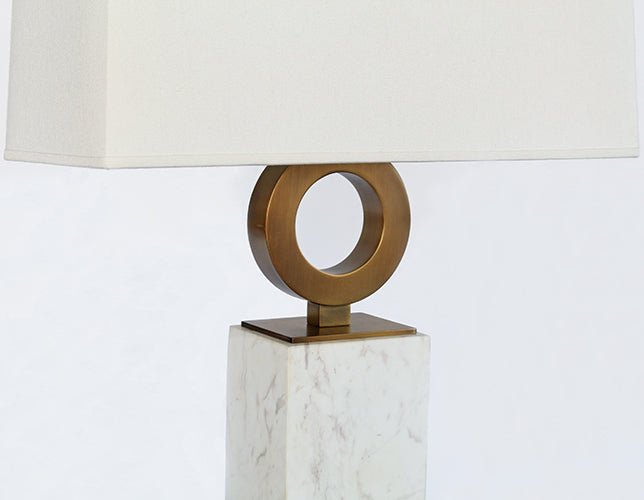 Brass Circle With Marble Base Table Lamp