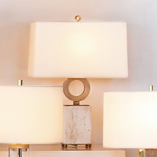 Brass Circle With Marble Base Table Lamp