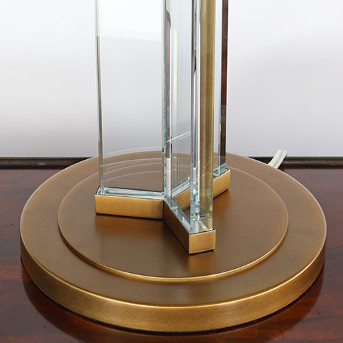 Glass Pane And Brass Table Lamp