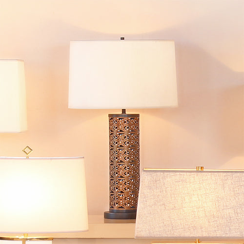 Perforated Brass Column Table Lamp
