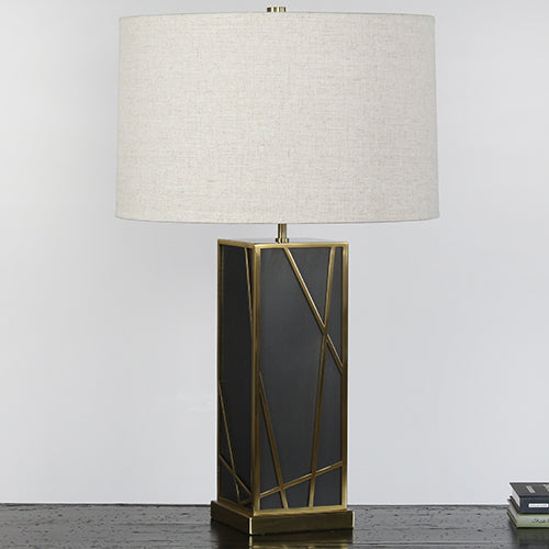Geometric Brass Overlay Column Table Lamp