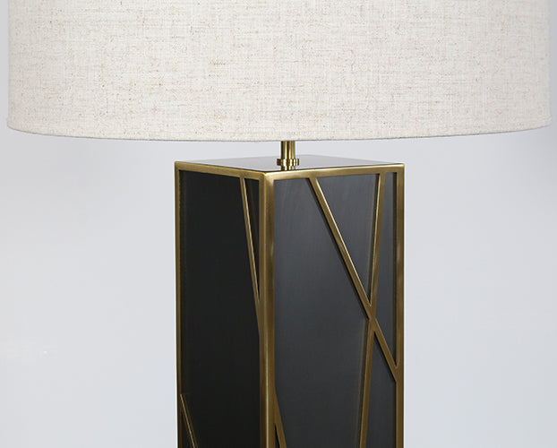 Geometric Brass Overlay Column Table Lamp
