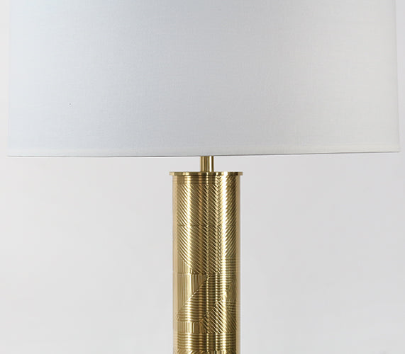 Brass Column Table Lamp With Etched Pattern