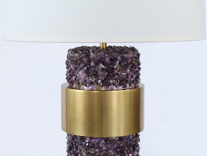 Glam Purple Stone And Brass Table Lamp