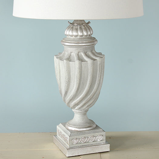 Off White And Silver Tipped Urn Table Lamp