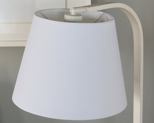 Matte White Table Lamp W/ Marble Disc Base