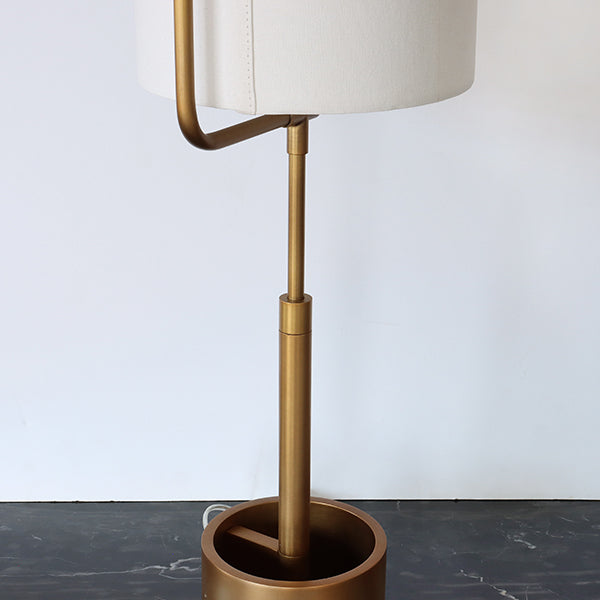 Natural Brass Table Lamp w/ Ensconced White Shade