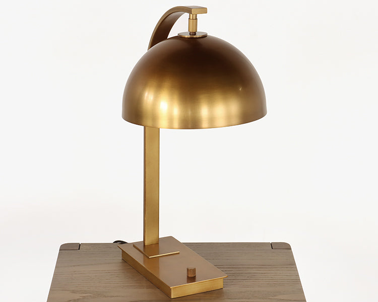 Brass Arch Neck Table Lamp w/ Swiveling Shade